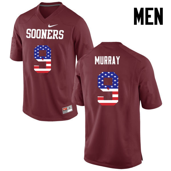 Men Oklahoma Sooners #9 Kenneth Murray College Football USA Flag Fashion Jerseys-Crimson